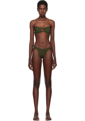 Hunza G Green Gloria Tonal Hoops Bikini