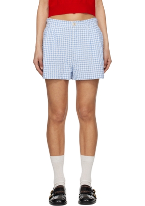 Marni Blue & White Checked Seersucker Shorts