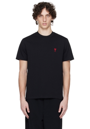 AMI Paris Black Cotton Ami de Coeur T-shirt
