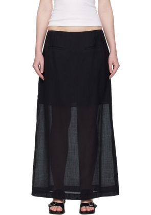 AMOMENTO Black Sheer Long Maxi Skirt