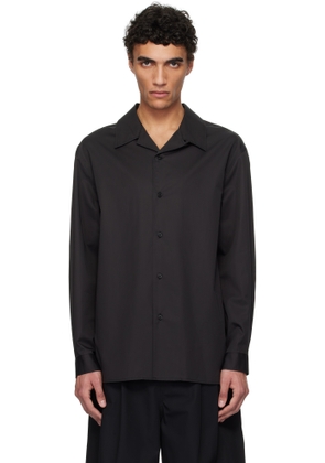 AMOMENTO Black Open Collar Shirt