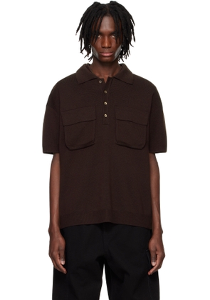 System Brown Knitted Polo