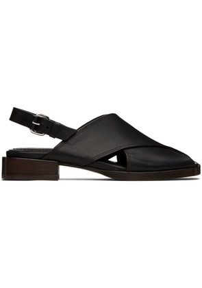 LEMAIRE Black Cross Flat Sandals