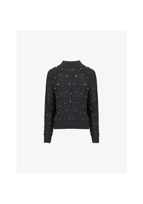 Womens Leem Metal-Embellished Long-Sleeve Knitted Jumper