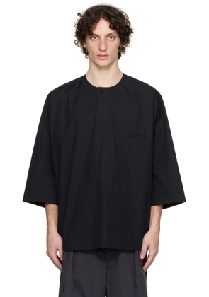 LEMAIRE Black Short Sleeve Henley