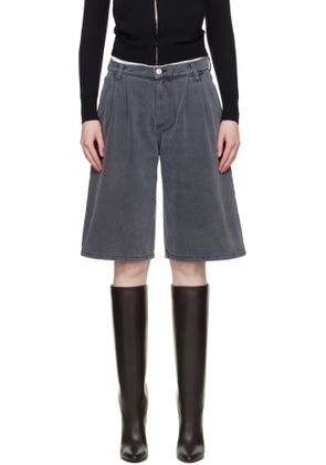 mfpen Gray Flower Rivet Denim Shorts