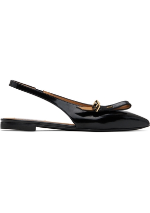 Moschino Black Buckled Bow Ballerina Flats