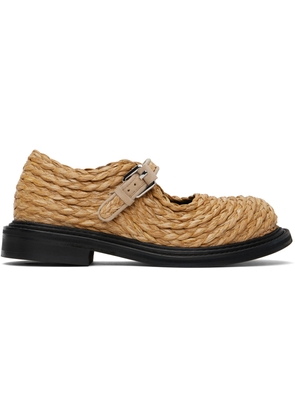 Moschino Beige Olivia Raffia Mary Jane Loafers