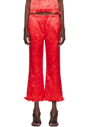 Meryll Rogge Red Creased Satin Trousers