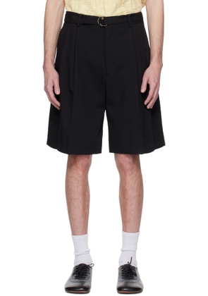 CMMN SWDN Black Marshall Pleated Shorts