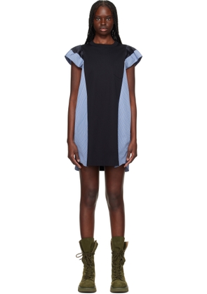 sacai Black & Navy Poplin & Cotton Jersey Minidress