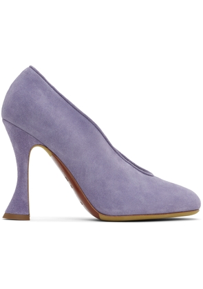 Moschino Purple Duck Suede Heels