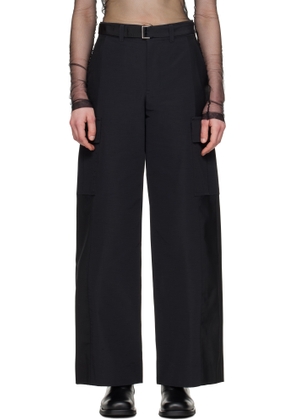 sacai Black Grosgrain & Suiting Cargo Pants