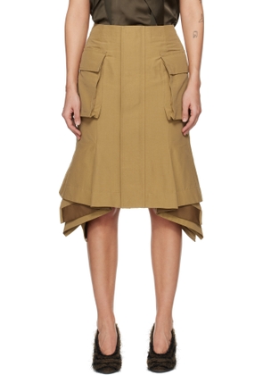 sacai Beige Grosgrain Midi Skirt