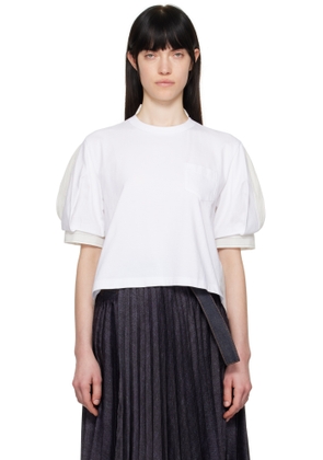 sacai Off-White Spun Organza & Cotton Jersey T-shirt