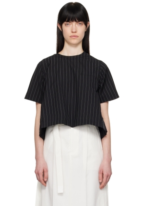 sacai Black Wool Silk Suiting & Nylon Twill T-shirt