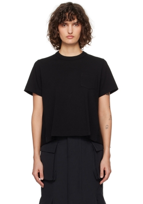 sacai Black Nylon Twill & Cotton Jersey T-shirt