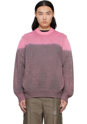 sacai Pink & Gray Garment Dye Knit Sweater
