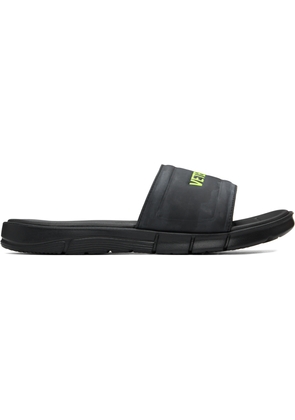 VETEMENTS Black Reebok Edition Logo Pool Slides
