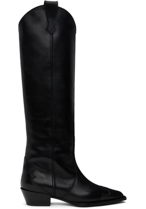 Aeyde Black Aruna Leather Cowboy Tall Boots