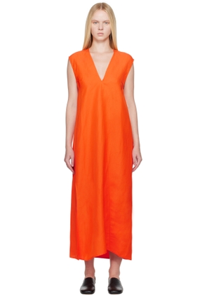 Studio Nicholson Orange Lise Linen Midi Dress
