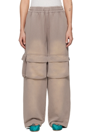 OPEN YY Beige Washed Pocket Baggy Sweatpants