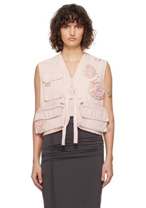 OPEN YY Pink Appliqué Cargo Vest