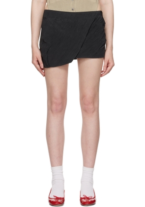 OPEN YY Gray Crinkled Gather Miniskirt