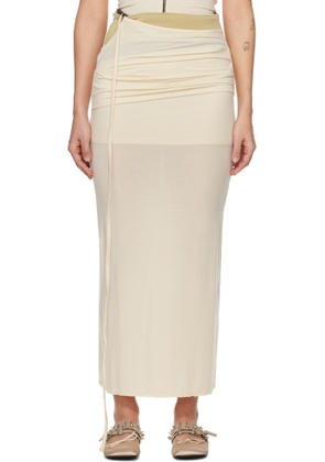 OPEN YY Off-White Contrast Trim Maxi Skirt