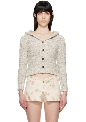 OPEN YY Beige Hooded Chunky Cardigan