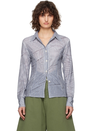 OPEN YY Blue Double Mesh Print Shirt