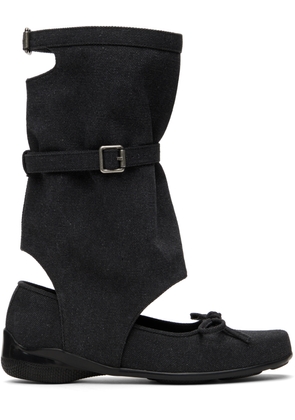 OPEN YY Gray Ballet Flat Cut-Out Boots