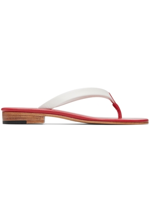 Martiniano White & Red Leather Flip-Flops