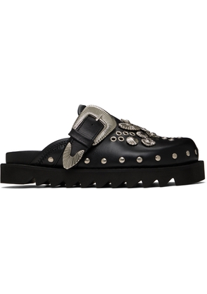 Toga Pulla Black Eyelet Metal Sabot Slip-on Loafers