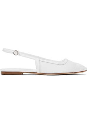 Aeyde White Geraldine Mesh Toe-Cap Ballerina Flats