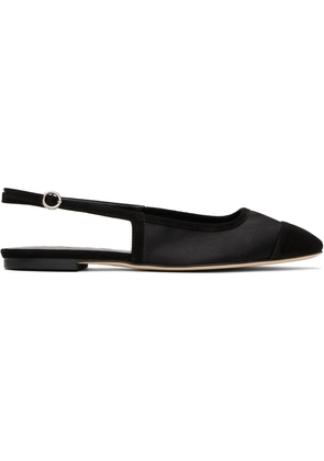Aeyde Black Geraldine Satin Toe-Cap Ballerina Flats