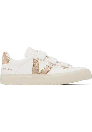 VEJA White & Gold Recife Leather Sneakers