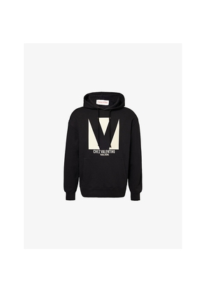 Mens Valentino Garavani Logo-Print Relaxed-Fit Cotton-Jersey Hoody