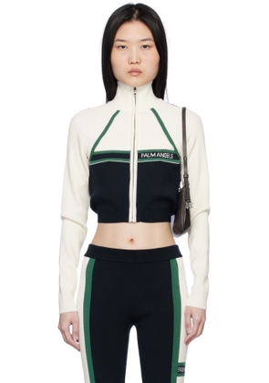 Palm Angels Off-White & Navy Racing Zip Jacket