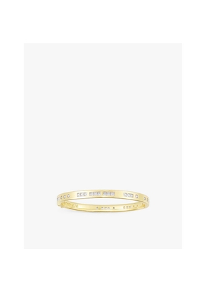 Womens Apm Monaco Bonheur Morse Code 18ct Yellow Gold-Plated Metal Alloy and Zirconia Bangle