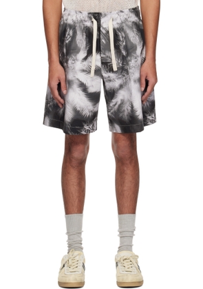 Palm Angels Black & White Blueprint Palms Shorts