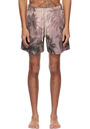 Palm Angels Taupe Sunset Palm Swim Shorts