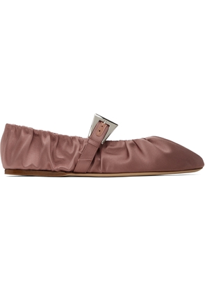 Paris Texas Pink Sveva Plisse Buckle Ballerina Flats