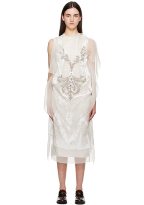 Erdem Off-White Asymmetric Cocktail Midi Dress