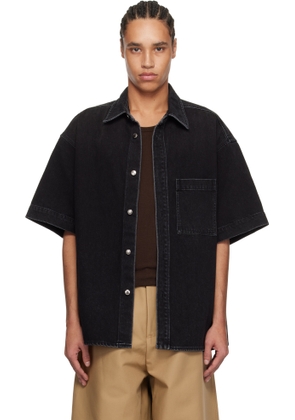 WOOYOUNGMI Black Palm Tree Denim Shirt