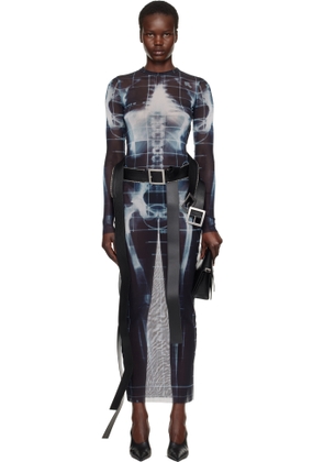 Jean Paul Gaultier Black & Blue 'The Squeletor' Maxi Dress
