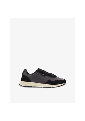Mens Boss Brand-Print Woven Low-Top Trainers
