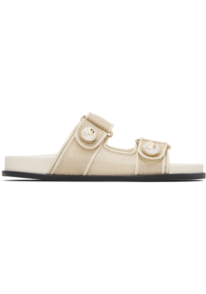 Jimmy Choo Off-White & Gold Fayence Sandals
