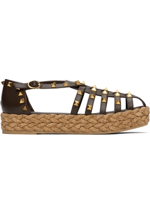 Valentino Garavani Brown Rockstud Cork Sandals