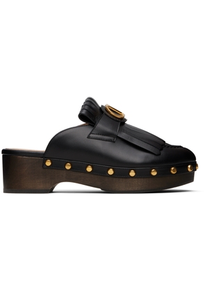 Valentino Garavani Black VLogo Signature Fringed Calfskin Clogs